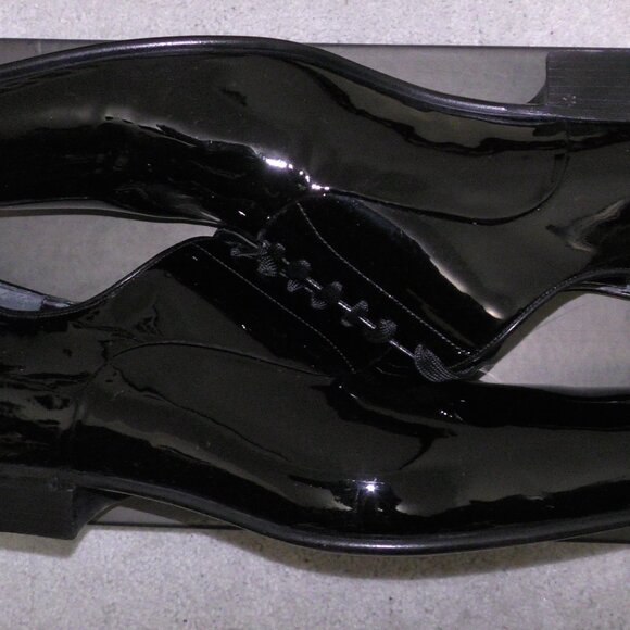 Vintage GUCCI MEN'S LUXURY DRESS PATENT LEATHER SHOES Lace-Up New in Box 10+ D - Picture 5 of 11